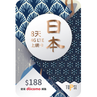 TOPSI 日本8天 4G LTE (8GB FUP) 極速無限數據上網卡 (使用docomo網路)