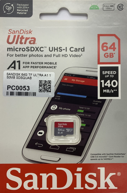 SanDisk Ultra A1 U1 C10 UHS-I microSDXC 記憶卡 64GB [R:140] (SDSQUAB-064G ...