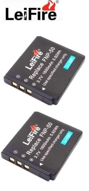 2 Batterie D-Li68 / DLi68 Per Pentax E Fujifilm NP-50 – 1000mAh Con Caricabatterie