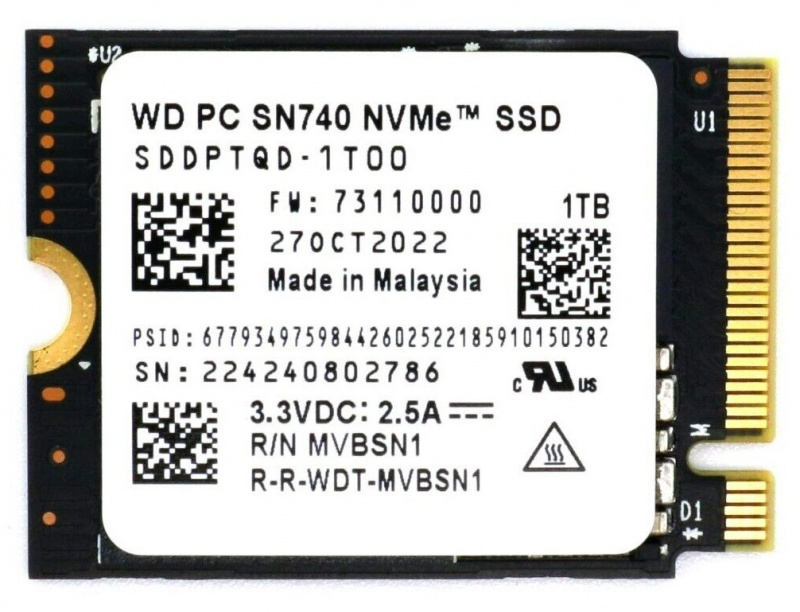 Western Digital SN740 NVME M.2 2230 SSD 1TB (SDDPTQD-1T00)