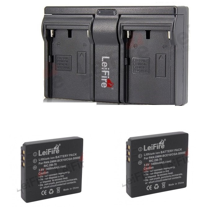 Caricabatterie Universale Trade-Shop Per Ricoh DB70 Panasonic DMW-BCE10 Leica BP-DC6 - Doppio Cavo (presa + Auto) - 4