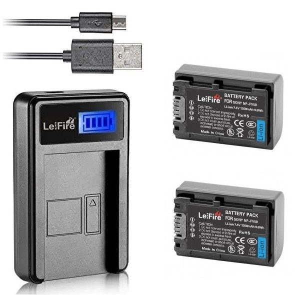 DSTE Pack Of 2 NP-FV50 Battery Charger (1300mAh/7.4V) Compatible With Sony HDR-CX330, HDR-CX380 - View #3