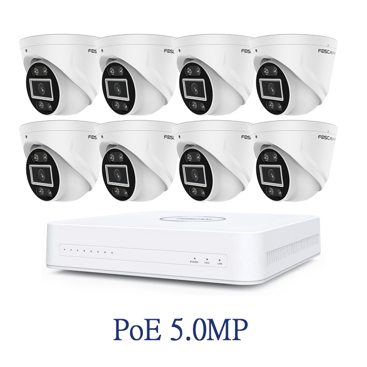 Buitencamera Mensdetectie Foscam T5EP Zwart - 5MP - PoE Turret Camera - 2e Kans Dé Specialist In Evohome Security
