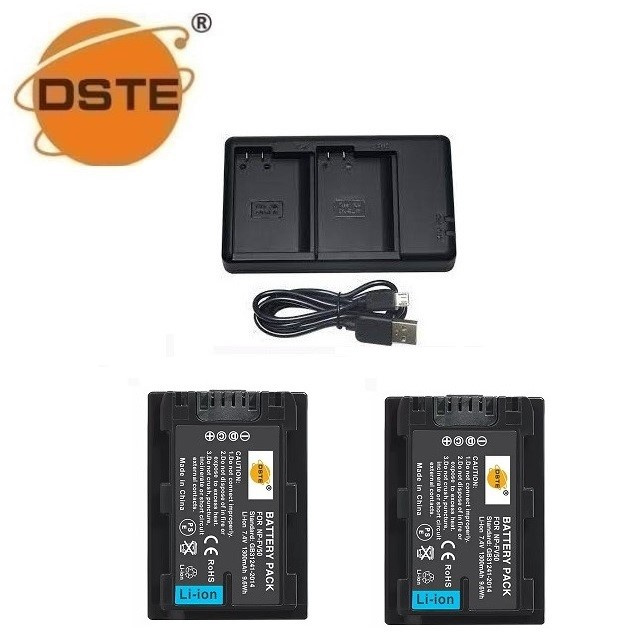 2 Batteries NP-FV50 DSTE 1300mAh Pour Sony HDR-CX220 CX430 CX900 PJ230 Et Plus