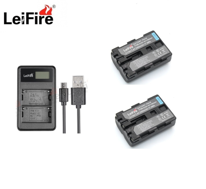 2x NP-FM500H Battery +Slim Led Charger for Sony Alpha SLT-A57 A58