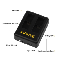 CELLONIC Chargeur Double Batterie GoPro - USB-C Et Micro-USB - Hero 5 à 8 Black