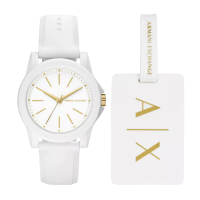 Armani Exchange 40mm 白色錶盤白色矽膠女裝手錶 (連行李牌套裝) AX7126 價錢、規格及用家意見 - 香港格價網 ...