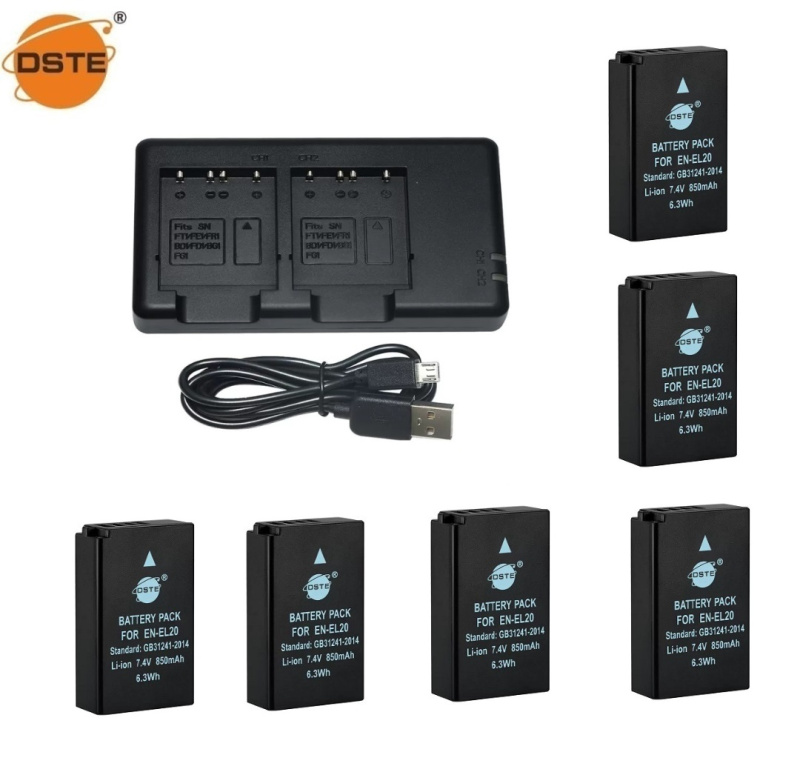 DSTE Lot 2 Batteries EN-EL20 EN-EL20a + Double Chargeur Pour Nikon Coolpix P1000 J1 J2 J3