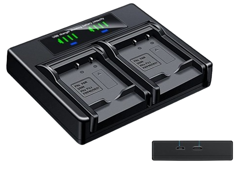 Caricatore USB Dual DSTE Per Panasonic DMW-BMB9 / Leica BP-DC9 | 2 Batterie Contemporaneamente | Ingresso Micro USB | Sostituisce DE-A83