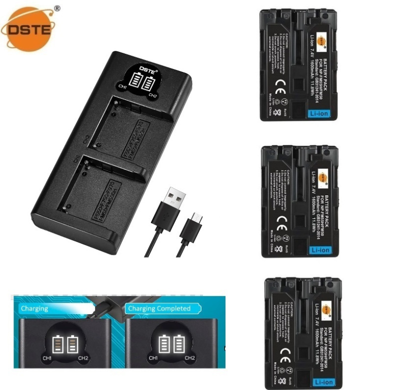 Batterie Et Chargeur DSTE Pour Sony NP-FM50/FM55H - 2 Piles 2300mAh + Chargeur Voyage - Compatible CCD-TR系列, DCR系列
