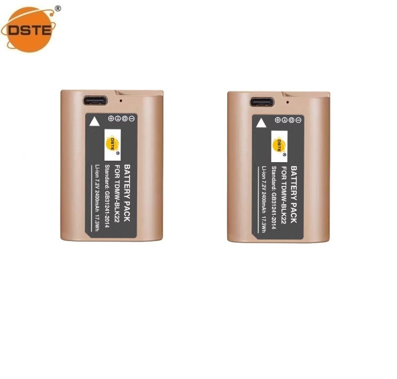 DSTE DMW-BLK22 Oplaadbare Batterijen 2 Stuks + Dual USB Oplader Voor Panasonic Lumix S5