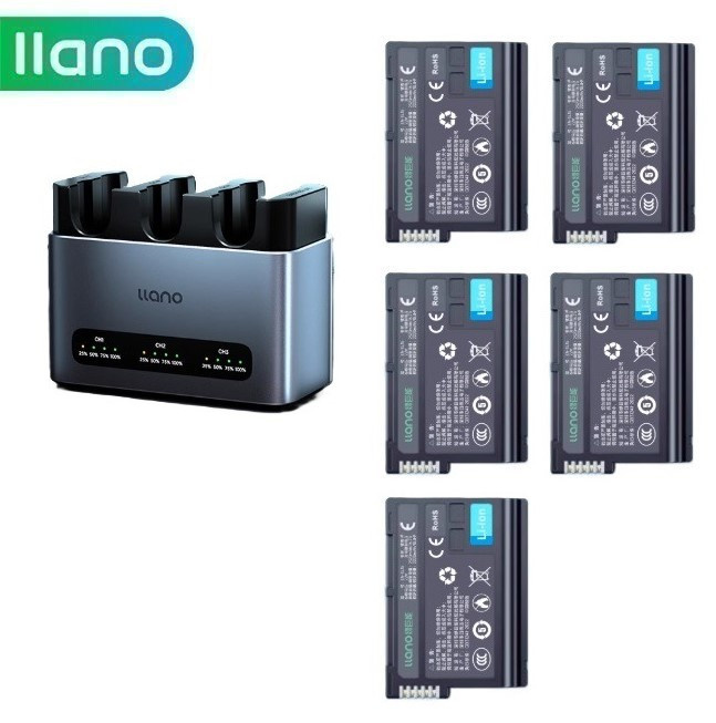 llano EN-EL15C EN-EL15B EN-EL15A EN-EL15 Chargeur pour Nikon Z8 ZF Z6II Z7II Z5 Z6 Z7 D850 D780 D7500 D7200 D7100 D7000 D500 D610 D600, 20W USB-C Double Chargeur Rapide avec Écran LCD