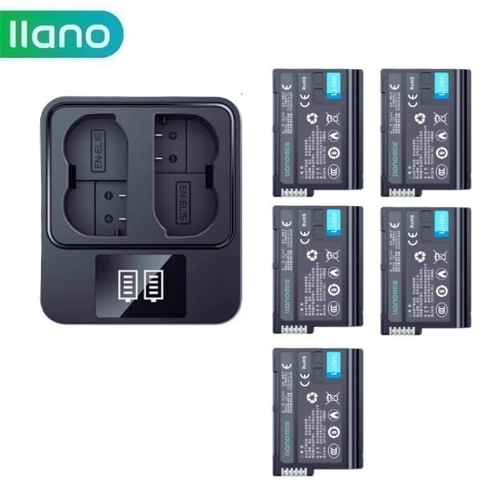 llano Chargeur rapide double batterie battery EN-EL15 EN-EL15A/EN