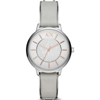 Armani Exchange 38mm 白色錶盤不鏽鋼皮帶女士石英手錶 AX5311