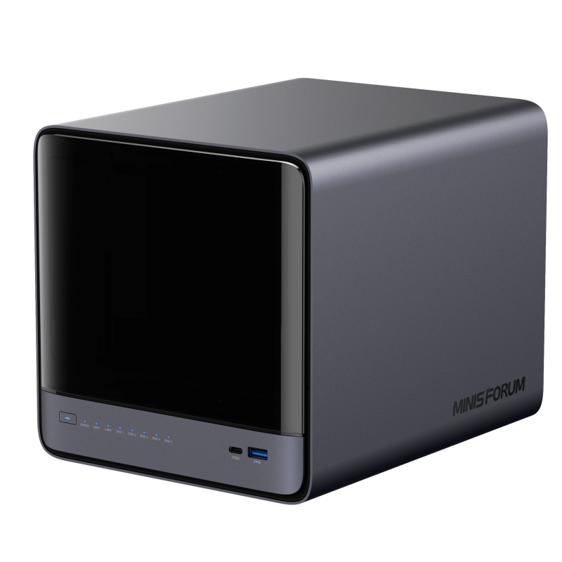 MINISFORUM N5 Pro-P370 NAS 5 Baies – Performances Extrêmes Avec AMD Ryzen AI 9 HX Pro 370, 16 Go DDR5, Double Réseau 10GbE + 5GbE, Stockage Extensible Jusqu’à 144 To, Idéal Pour La Maison Et Le Bureau