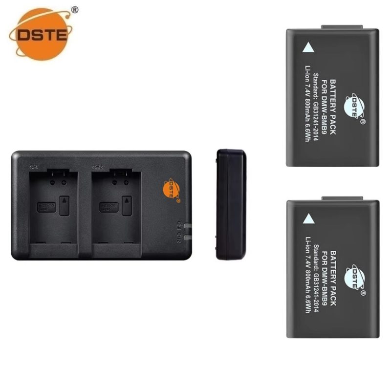 2 Batterie DMW-BMB9 + Caricatore Doppio USB Per Lumix DMC-FZ40, FZ45, FZ47, FZ48, FZ60, FZ62, FZ72, FZ150 E Leica V-Lux2/3
