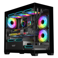 DarkFlash M-ATX PC Case 全境玻璃電腦機箱 (連6 x ARGB風扇版本) DS900M